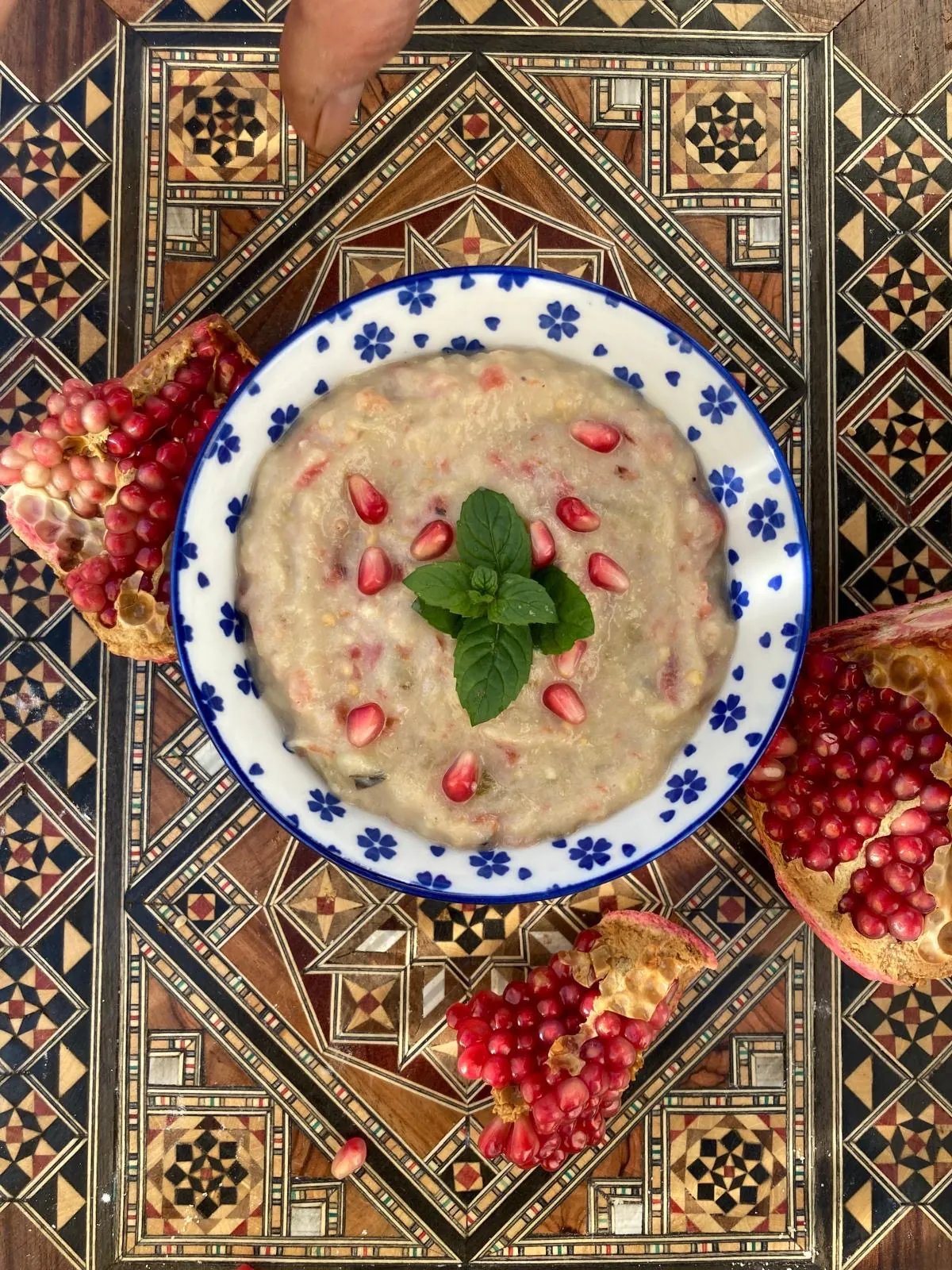 Baba ghanoush with pomegranate at the farmers market
